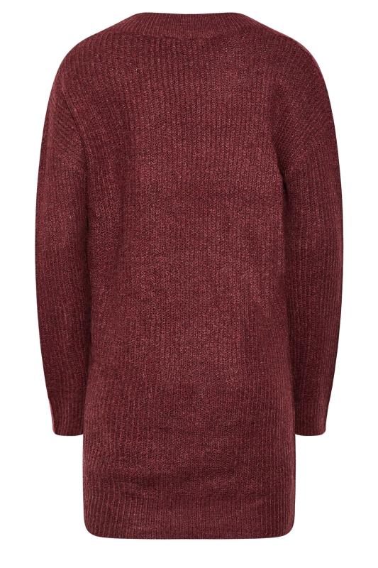 LTS Tall Burgundy Red V-Neck Knitted Tunic Top 7