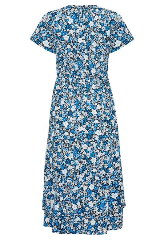 PixieGirl Blue Floral Tie Waist Midaxi Dress | PixieGirl 7