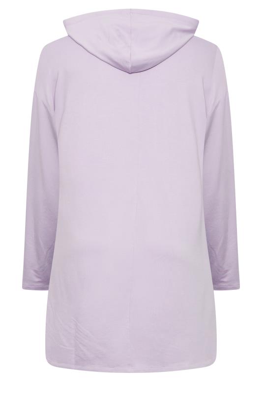 YOURS Curve Plus Size Lilac Purple 'Brooklyn' Slogan Longline Hoodie | Yours Clothing  7