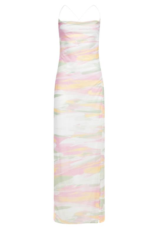 LTS Tall Women's White Pastel Watercolour Print Mesh Maxi Dress | Long Tall Sally 6