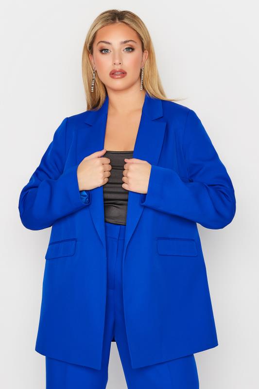 Plus Size Cobalt Blue Tailored Blazer | Yours Clothing 1