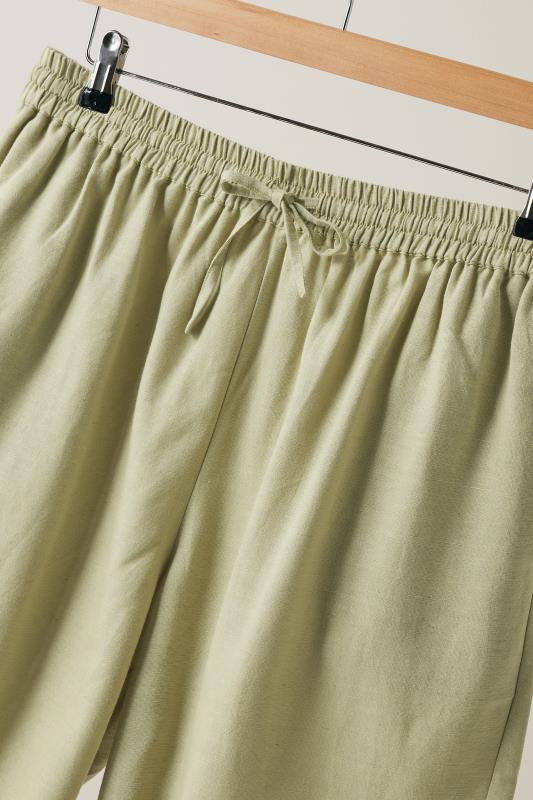 EVANS Plus Size Khaki Green Linen Shorts | Evans 7