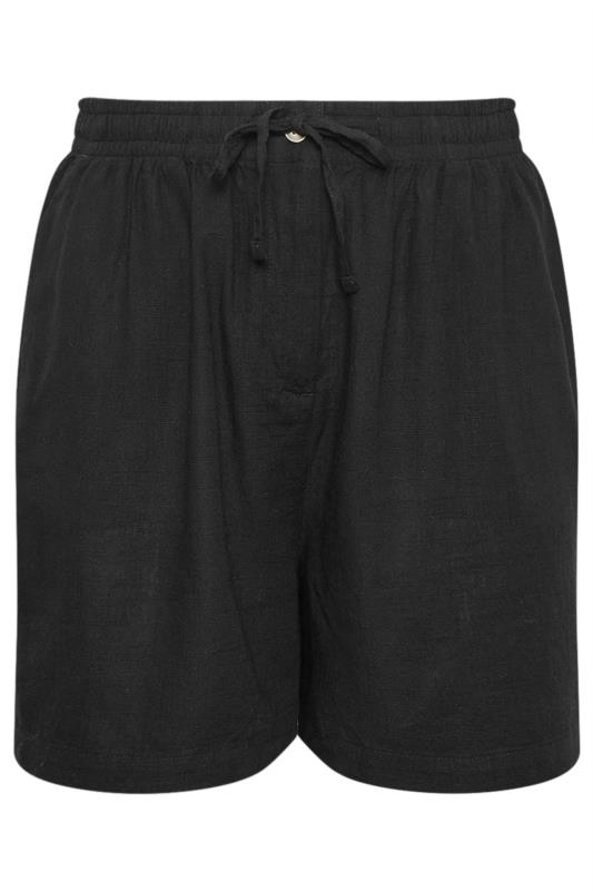 YOURS Plus Size Black Linen Shorts | Yours Clothing 5