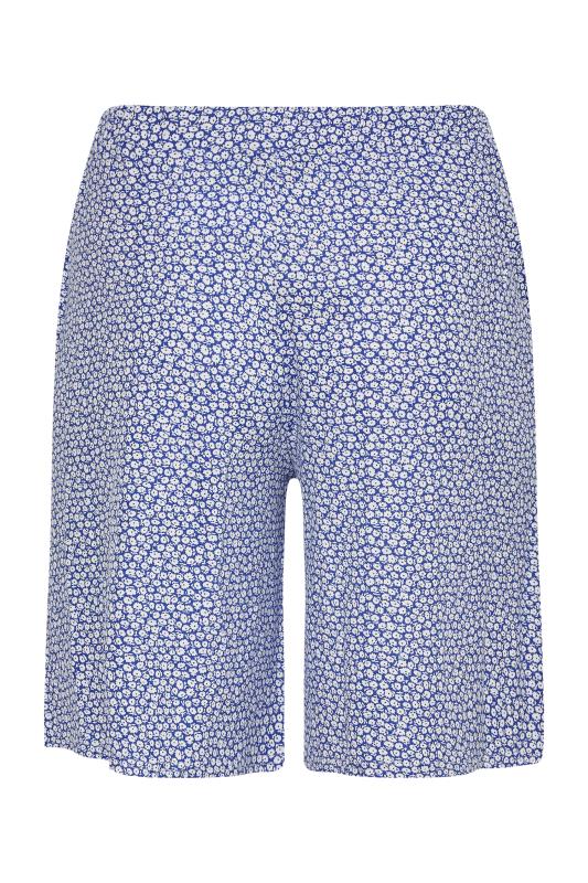 Curve Blue Ditsy Print Pull On Jersey Shorts 6