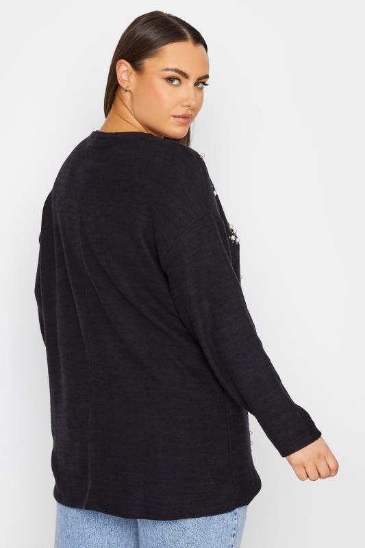 YOURS LUXURY Curve Black Stud & Pearl Embellished Sweatshirt | Yours Clothing 4