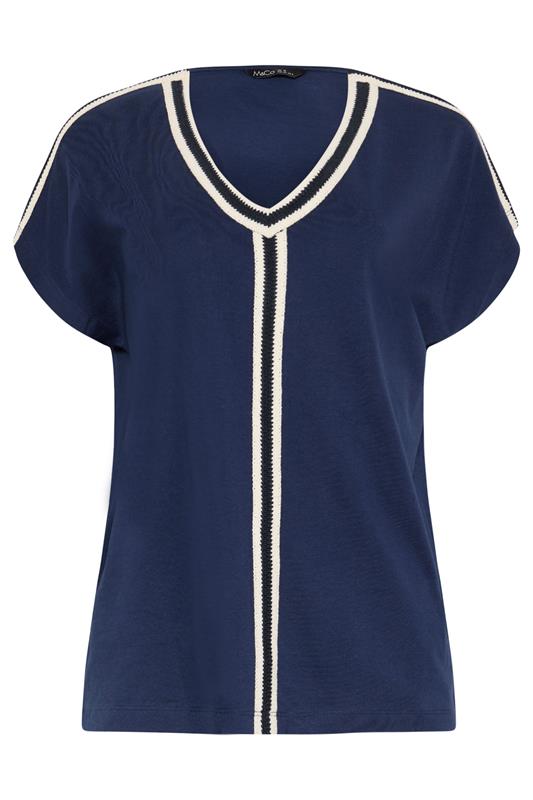 M&Co Navy Blue Contrast Trim Cotton Short Sleeve T-Shirt | M&Co 5