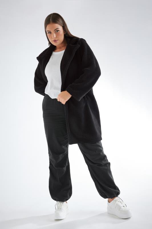 Plus Size  YOURS Curve Black Longline Faux Fur Coat