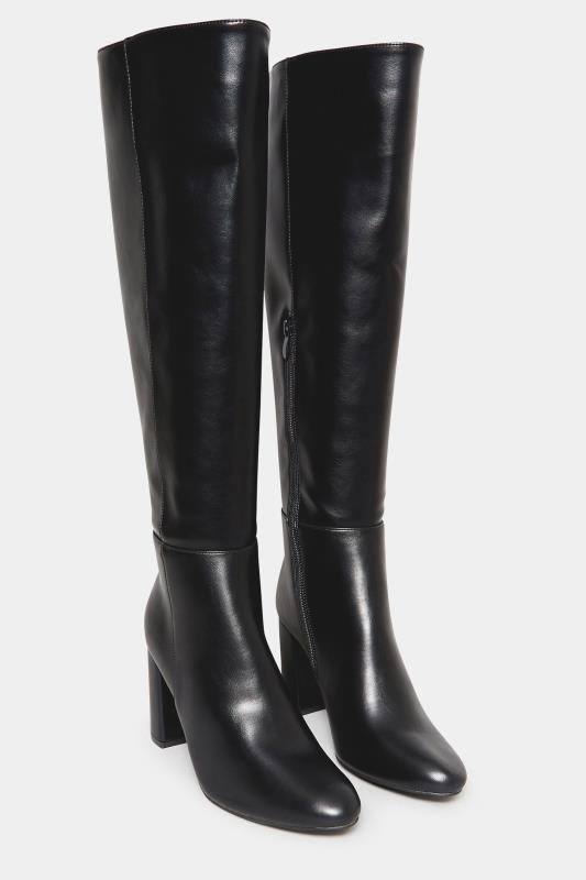 LIMITED COLLECTION Black Block Heel Knee High Boots In Standard D Fit | Yours Clothing 2