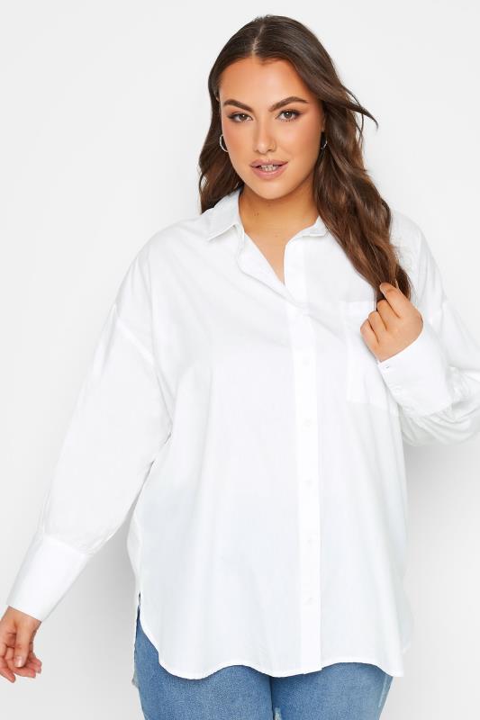 Plus Size  YOURS Curve White Poplin Oversized Shirt