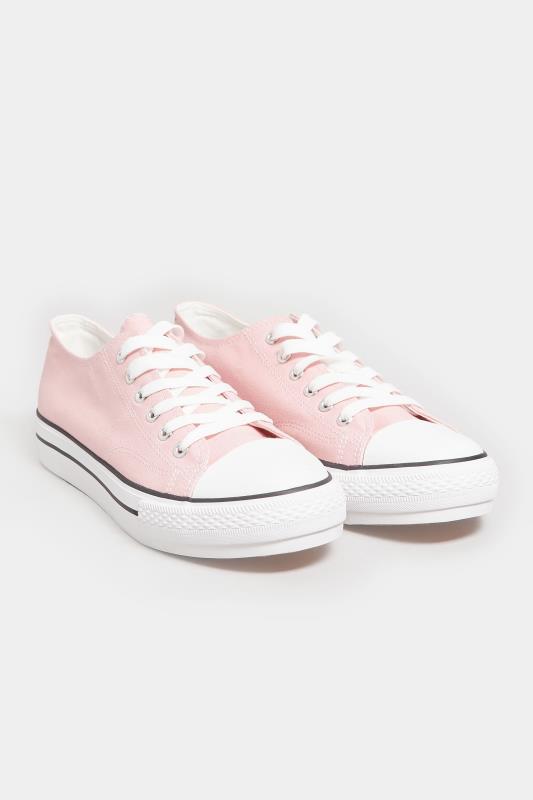 Plus Size  Yours Light Pink Canvas Platform Sole Low Trainers In Wide E Fit