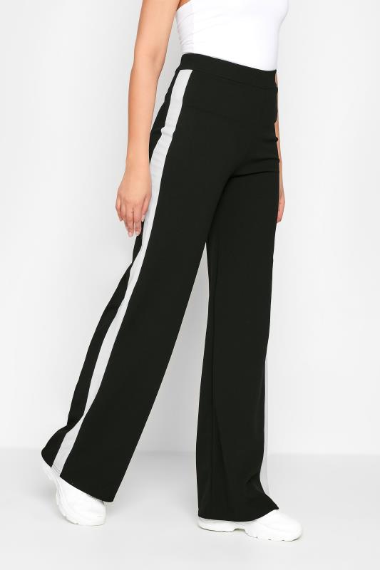 LTS Tall Womens Black & White Stripe Wide Leg Trousers | Long Tall Sally 1