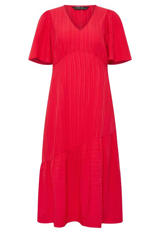 PixieGirl Petite Red Asymmetric Tiered Midi Dress | PixieGirl 5