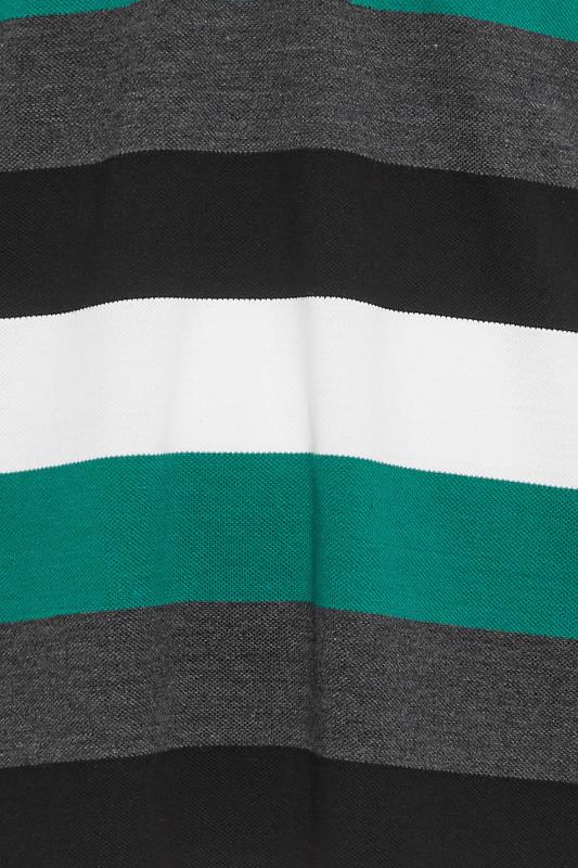 KAM Big & Tall Green Yarn Dye 'Tidepool' Stripe Polo Shirt | BadRhino 4