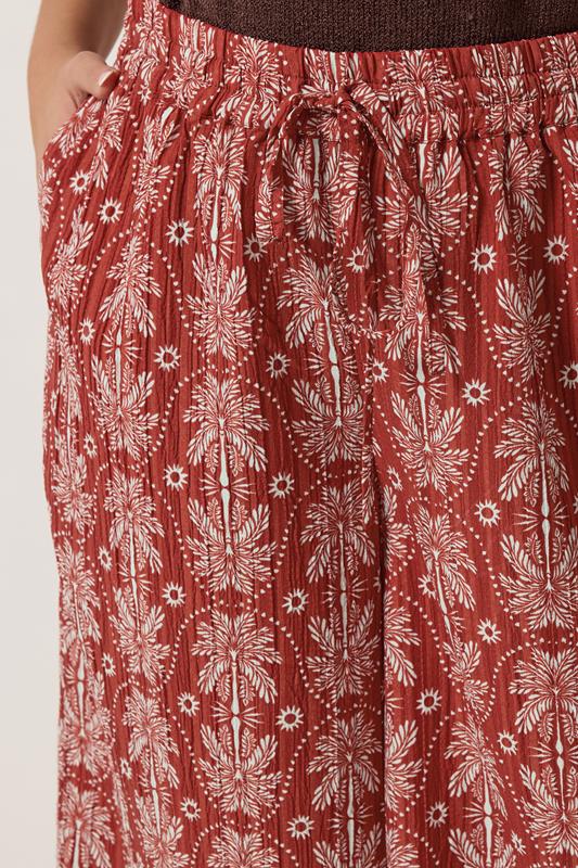 YOURS Plus Size Rust Orange Palm Tree Cropped Trousers | Yours Clothing 4