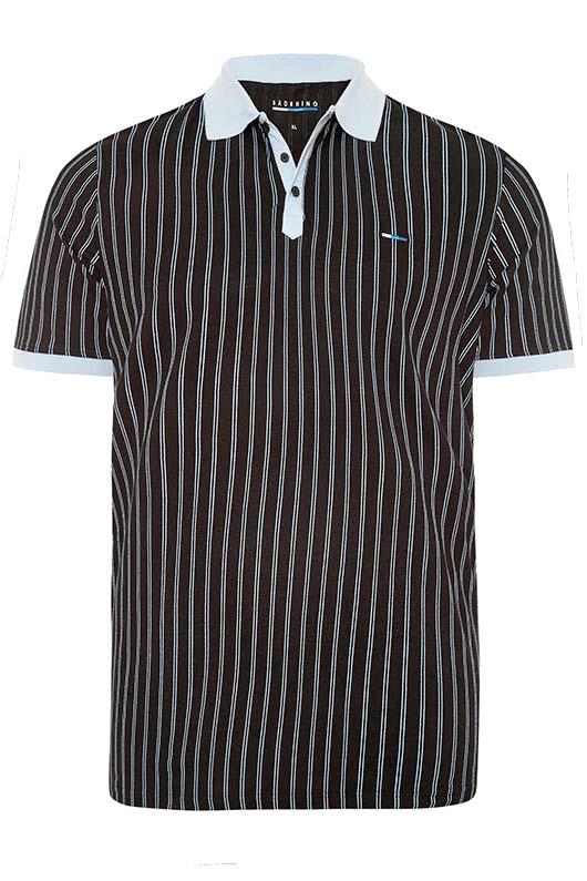 BadRhino Big & Tall Black Striped Polo Shirt 3