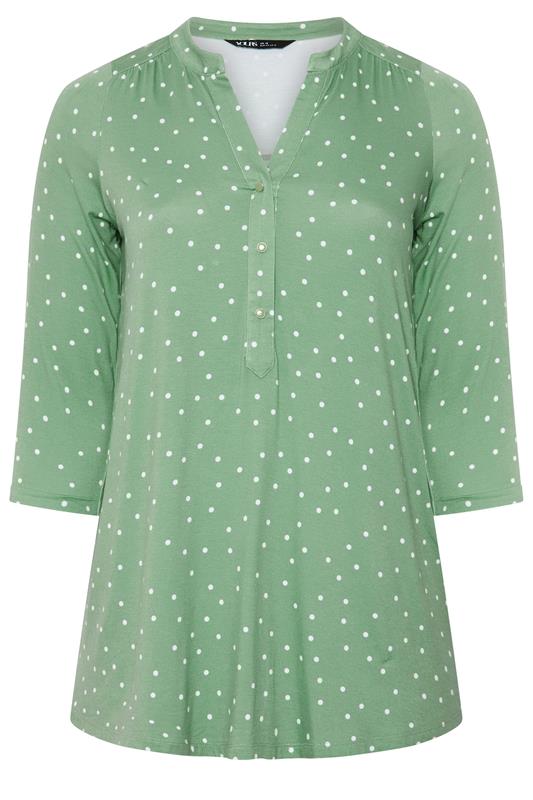 YOURS Plus Size Green Polka Dot Shirt | Yours Clothing 5
