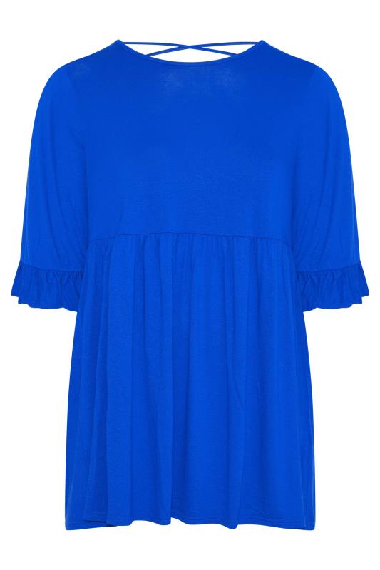 LIMITED COLLECTION Curve Cobalt Blue Cross Back Frill Top_X.jpg