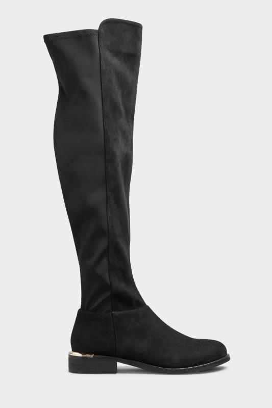 LTS Black Over The Knee Stretch Boots In Standard D Fit 3