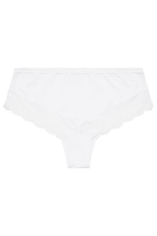 Plus Size White Lace Trim High Waisted Brazilian Shorts | Yours Clothing 2