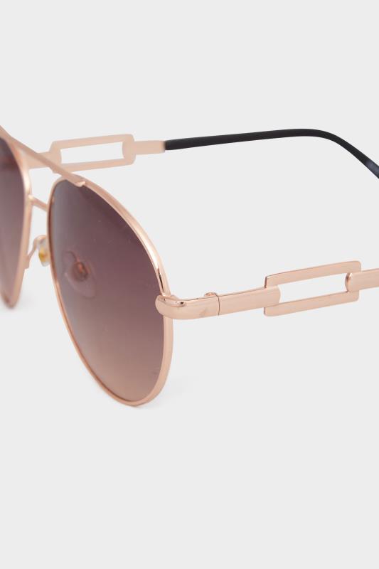 Plus Size Gold Tone Rectangle Arm Aviator Sunglasses | Yours Clothing 4