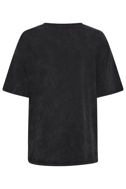 YOURS Plus Size Curve Black 'Untamed Wild & Free' Slogan Acid Wash T-Shirt | Yours Clothing  7