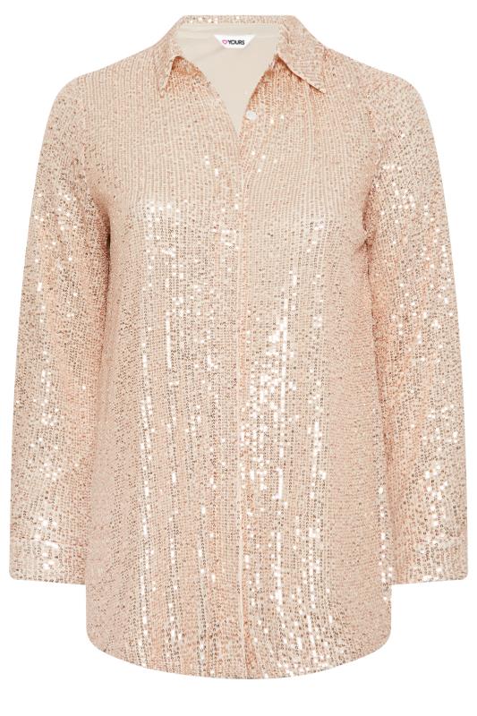YOURS LONDON Plus Size Gold Sequin Embellished Shirt | Yours Clothing 7