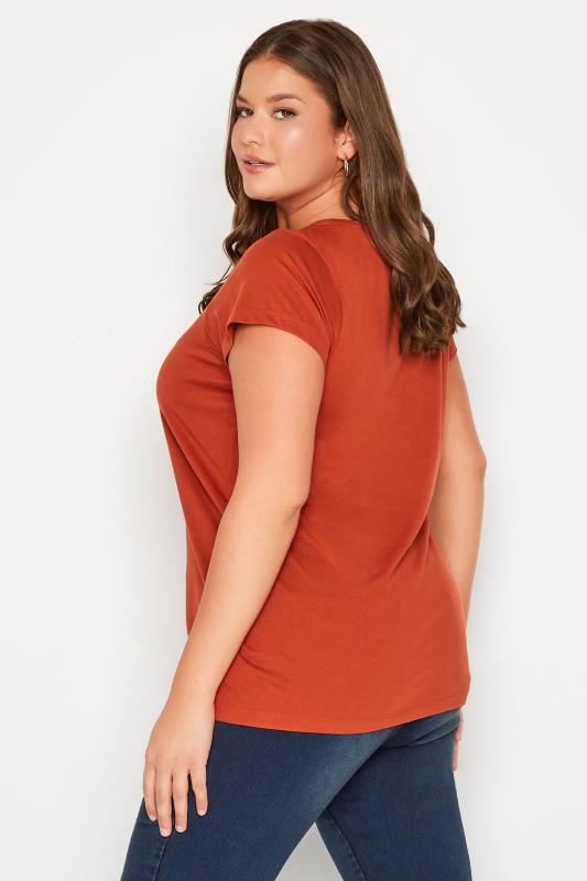 Plus Size Orange Short Sleeve T-Shirt | Yours Clothing  3