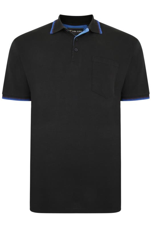 KAM Big & Tall Black Tipped Polo Shirt 2