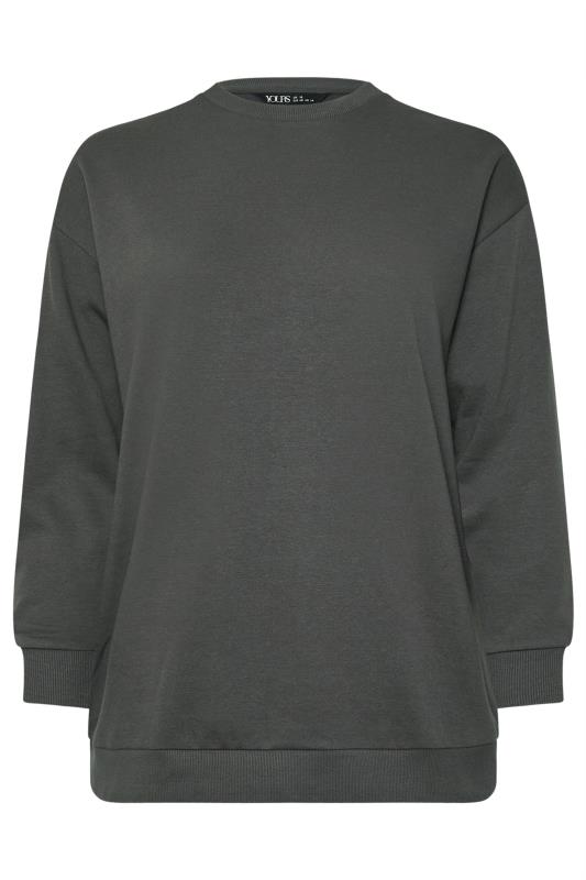 YOURS Plus Size Charcoal Grey Crew Neck Sweatshirt Yours Clothing