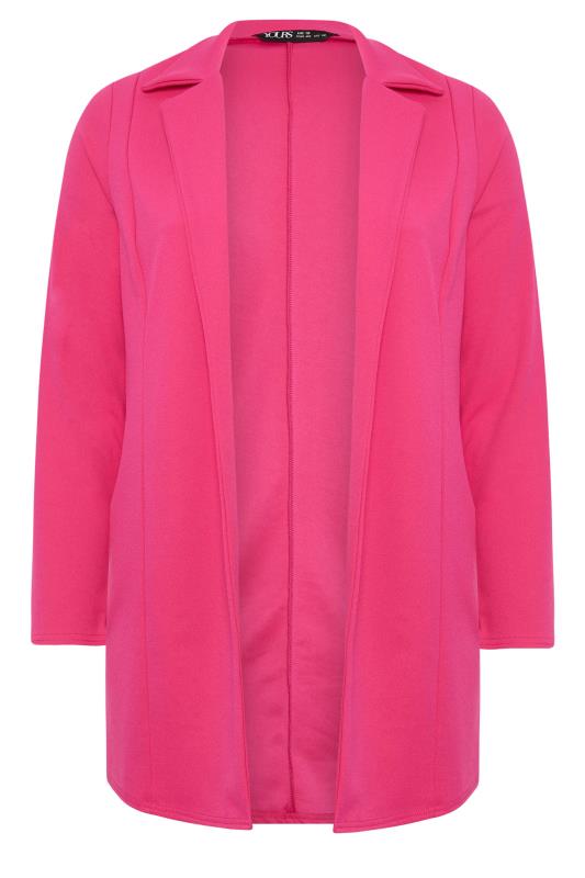 YOURS Curve Plus Size Hot Pink Longline Blazer | Yours Clothing  6