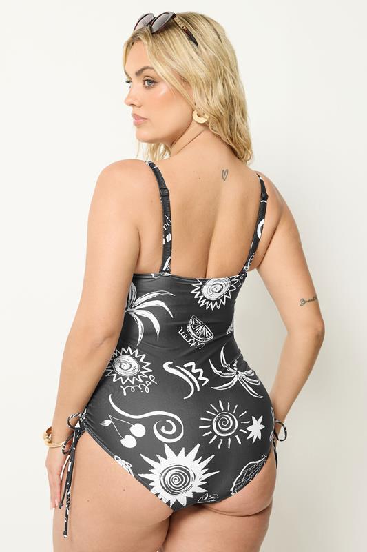 YOURS Plus Size Black Celestial Bandeau Swimsuit | Yours Clothing 5