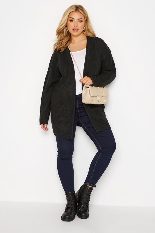Plus Size Curve Black Essential Knitted Cardigan | Yours Clothing  2