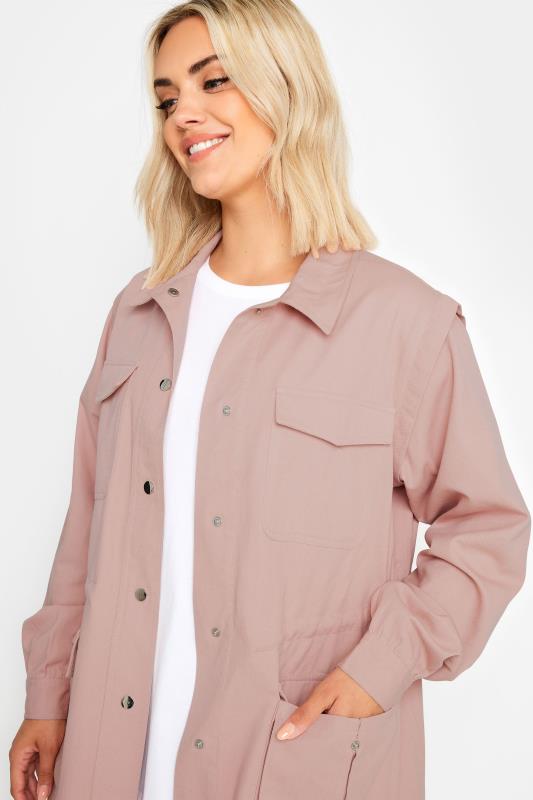 YOURS Plus Size Pink Cotton Twill Utility Jacket | Yours Clothing 4