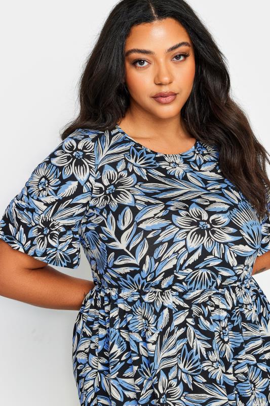 YOURS Plus Size Blue Floral Print Smock Dress | Yours Clothing 4