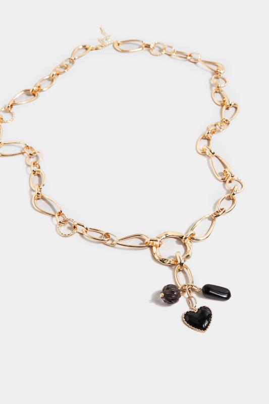 Gold Tone Chain Heart Pendant Long Necklace 3