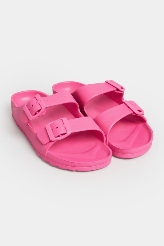 PixieGirl Pink Two Strap Sliders In Standard Fit | PixieGirl 2