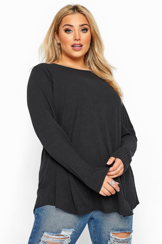 LIMITED COLLECTION Black Ribbed Long Sleeve Top_A.jpg