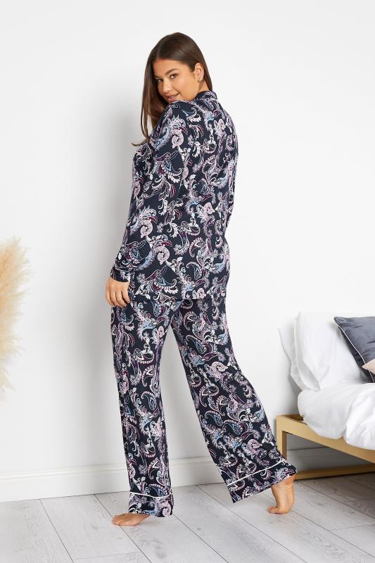 LTS Tall Women's Navy Blue Paisley Print Pyjama Set | Long Tall Sally  3