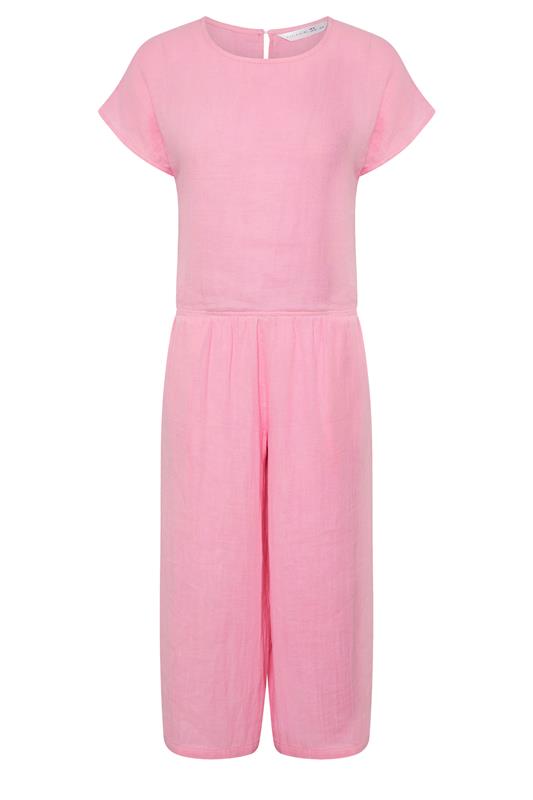 PixieGirl Petite Women's Set Pink Cotton Cheesecloth Top & Cropped Trousers | PixieGirl 9