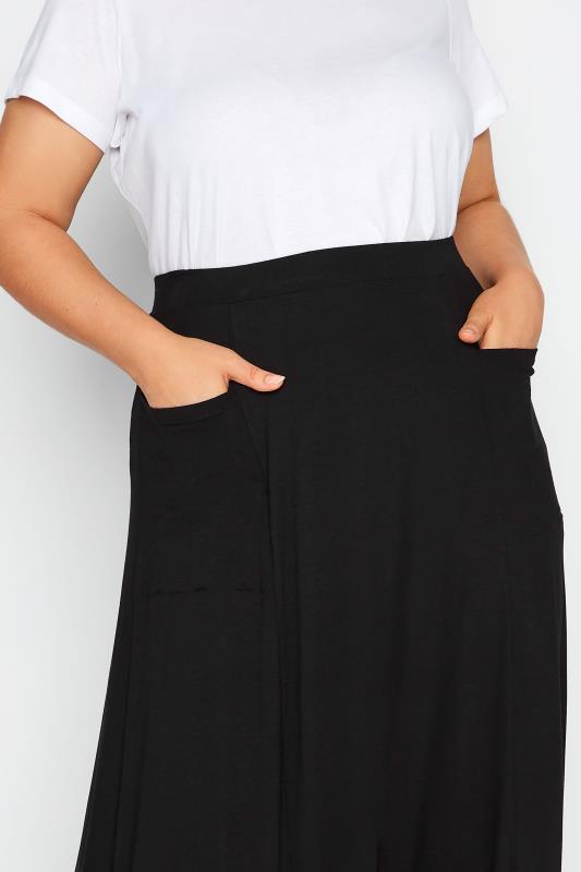 Black Maxi Jersey Strtech Skirt With Pockets, Plus size 16 to 36 3