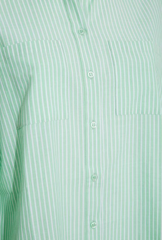 YOURS FOR GOOD Curve Sage Green Stripe Oversized Shirt 5