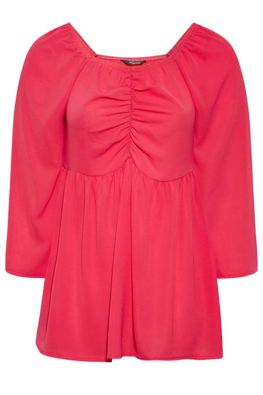 LIMITED COLLECTION Plus Size Hot Pink Ruched Blouse | Yours Clothing 5