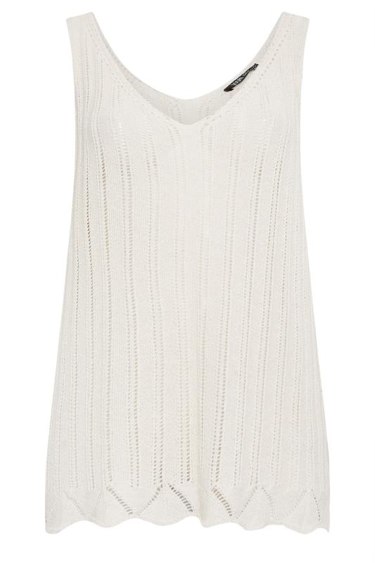 YOURS Plus Size Ivory White Crochet Knitted Vest Top | Yours Clothing 6