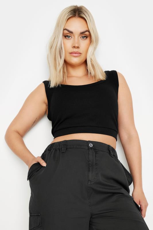 YOURS Plus Size Black Cargo Cropped Trousers | Yours Clothing 4