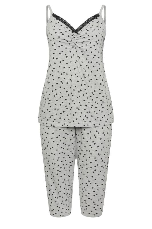 YOURS Curve Grey Heart Print Cami Pyjama Set | Yours Clothing 5