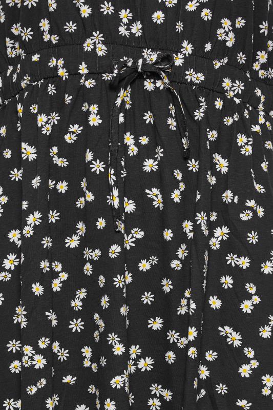 Plus Size Black Daisy Print Cotton T-Shirt Dress | Yours Clothing 5