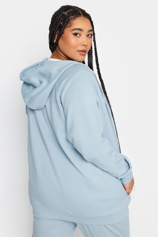 YOURS Plus Size Pastel Blue Zip Through Hoodie | Yours Clothing 5