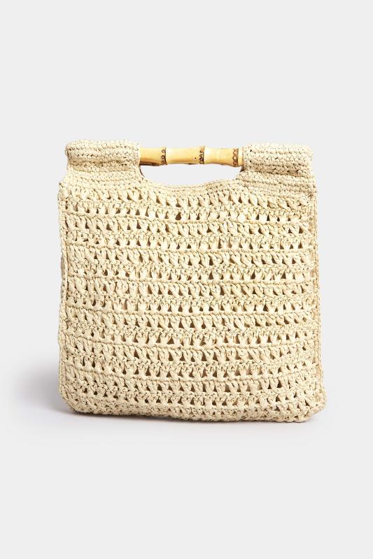 Natural Brown Crochet Bamboo Bag | Yours Clothing 3