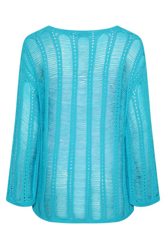 Plus Size Bright Blue Crochet Top | Yours Clothing  7