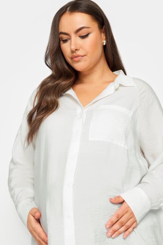 BUMP IT UP MATERNITY Plus Size White Pocket Shirt | Yours Clothing 4